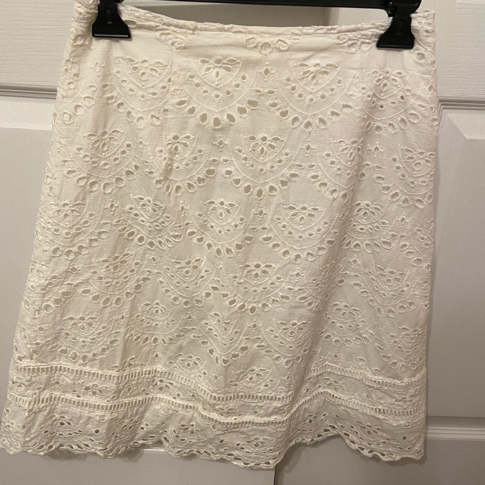 Francescas white crocheted midi skirt
